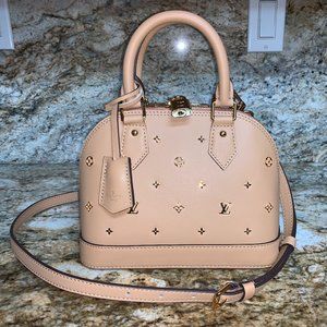 LOUIS VUITTON ALMA BB Gold Metal Monogram Leather Handbag  Retail $4,100